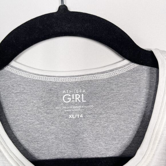 Athleta Girl XLarge 14 Tie Breaker Tank Top Camo Gray White Double Layer Active - Picture 4 of 14